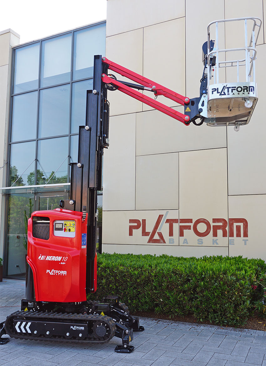 Platform Basket lanserar den larvburna mastliften Heron 10 med en maximal arbets­höjd på 10 meter.